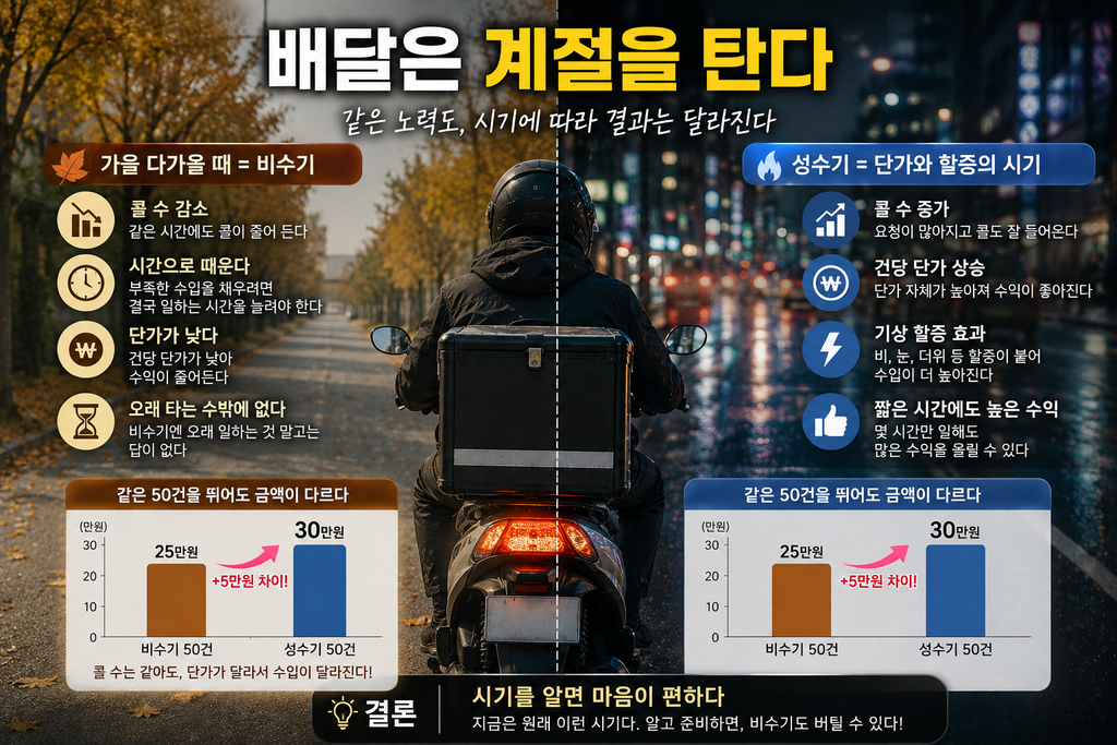 배달 성수기 비수기 비교